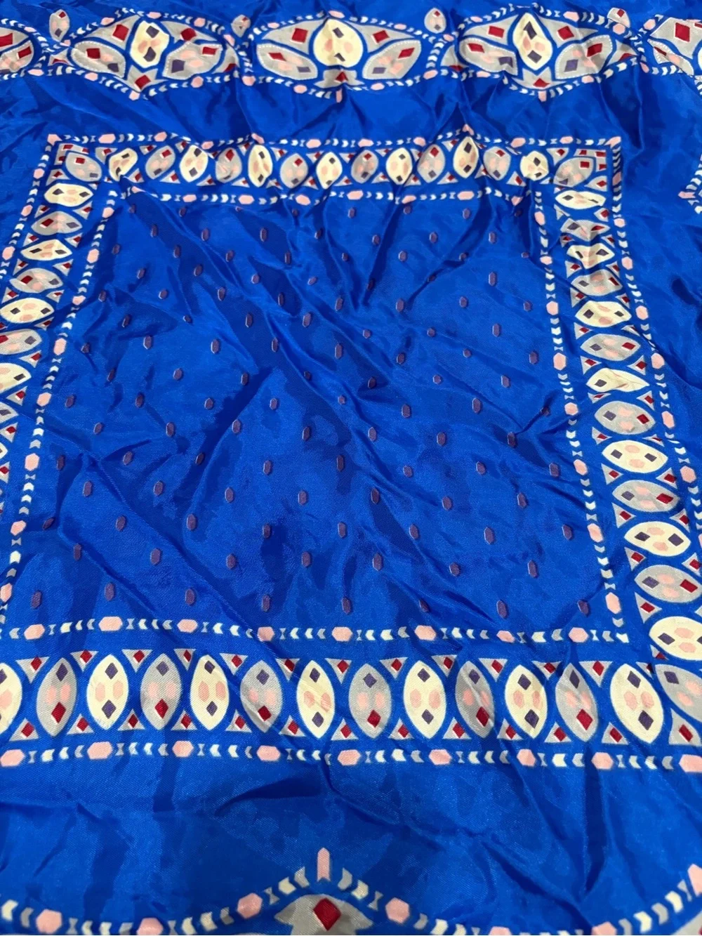 Vintage Signed St. Ramonde Silk Color Block Retro Print Square Scarf